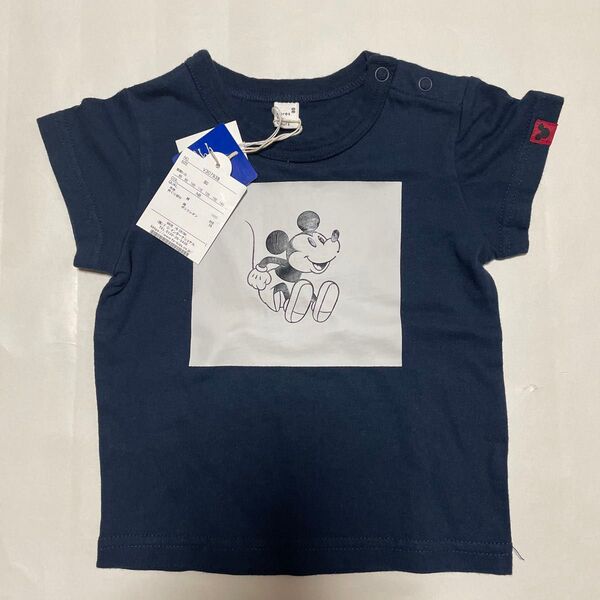 新品 未使用 タグ付き アプレレクール ディズニー ミッキー Tシャツ ネイビー 80