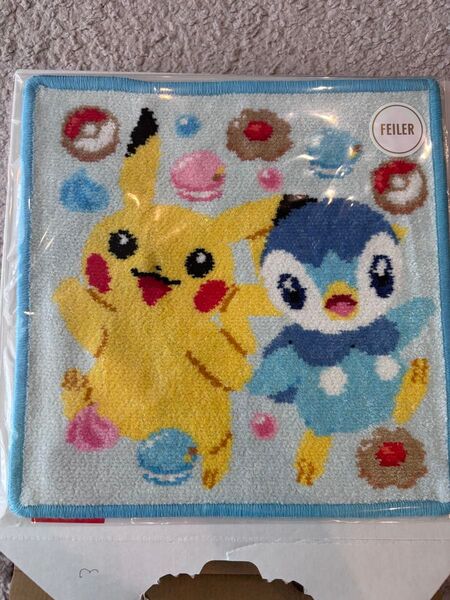 FEILER フェイラー ポケモン コラボ ハッピースイーツ タオルハンカチ ピカチュウ ポッチャマ ブルー