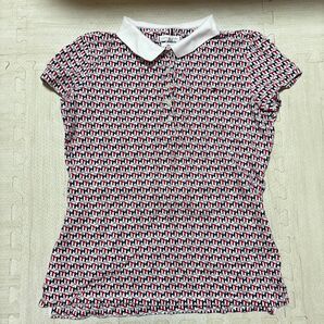 TOMMY HILFIGER 半袖ポロシャツ THロゴ 総柄 レディース Lサイズ