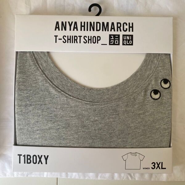 新品未開封 UNIQLO ユニクロ アニヤハインドマーチ T1BOXY Tシャツ 3XL アニヤ 半袖 グレー ボクシー