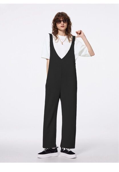 GU 新品タグ付 3XL カットソーサロペットパンツ ブラック オーバーオール オールインワン サロペット