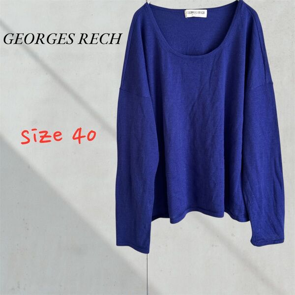 GEORGES RECH ジョルジュレッシュ 長袖トップス ニット プルオーバー 丸首 薄手 毛100% 40