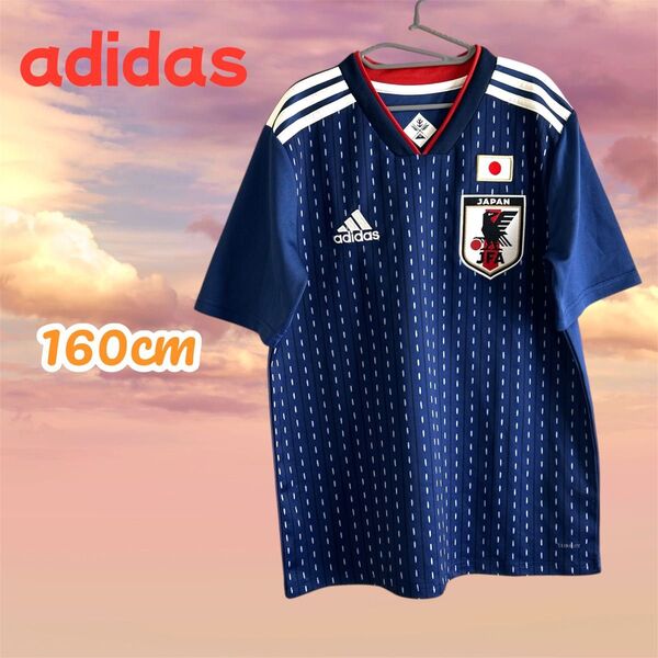 adidas アディダス サッカー日本代表応援シャツ 子供服160cm 侍ジャパン 半袖 ユニフォーム