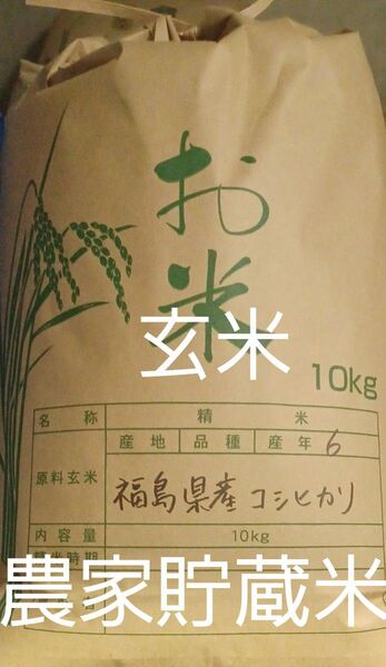コシヒカリ 福島県産 農家貯蔵米 玄米 10kg 令和6年産 冷蔵保管 全国送料無料