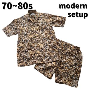 vintage 70s~80s 総柄 セットアップ ビンテージ 70年代 80年代 yzip 古着