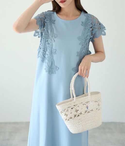 美品 トッコクローゼット 肩レース ノースリーブワンピース ( M )