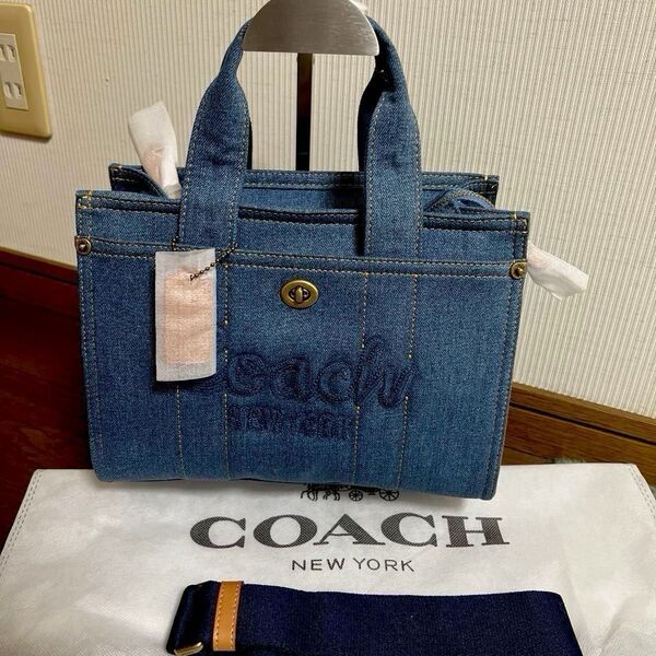 コーチCOACHキャンバスカーゴトート26デニム2ウェイ トート デニム トートバッグ ハンドバッグ 2way ショルダーバッグふ