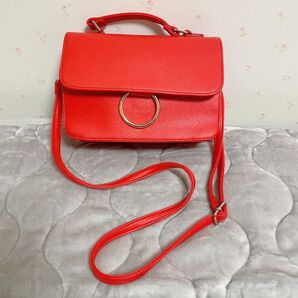 INGNI イング ショルダーバッグ ハンドバッグ 2way 2WAY ブラック レッド系 赤 リングモチーフ