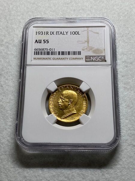 1931年 イタリア 100リレ金貨 エマヌエーレ3世 船上の女神 AU55 高鑑定 NGC!!
