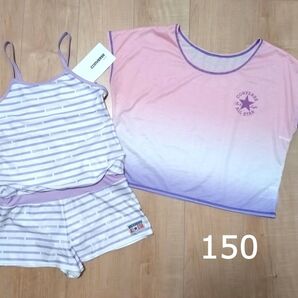 新品 コンバース 水着 ワンピース キュロット 女の子 150 レイヤード