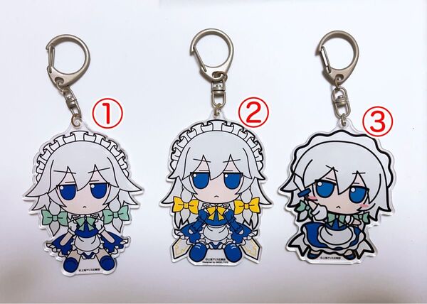 東方project 十六夜咲夜 アクリルキーホルダー アクキー 3個セット(バラ売り対応可)