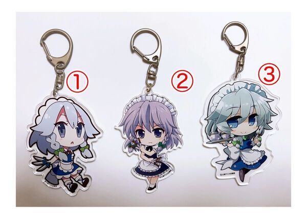 東方project 十六夜咲夜 アクリルキーホルダー アクキー 3個セット(バラ売り対応可)