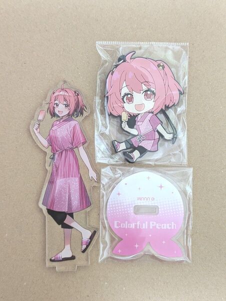 カラフルピーチ のあ 極楽湯 アクリルスタンド 等身 ラバーストラップ ぺたん娘