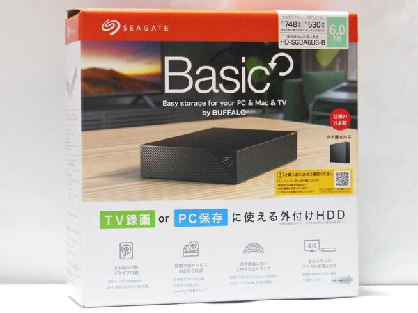 ■新品未開封■バッファロー Seagate製ドライブ内蔵 外付けハードディスク HD-SGDA6U3-B 6TB 保証有