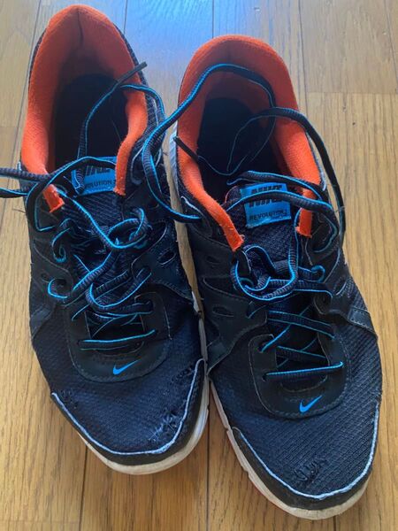 Nike ランニングシューズ レボリューション2 ブラックxブルーxオレンジ ナイキ スニーカー 25cm