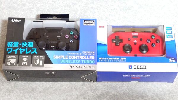アクラス PS4/PS3/PCワイヤレスコントローラーシンプルコントローラーターボ HORI ワイヤードコントローラーライトPS4