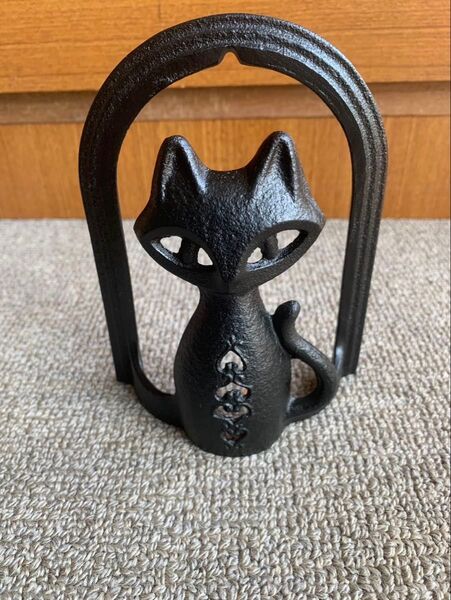 岩鋳(Iwachu) レタースタンド ネコ 黒 南部鉄器 岩鋳製 鋳物
