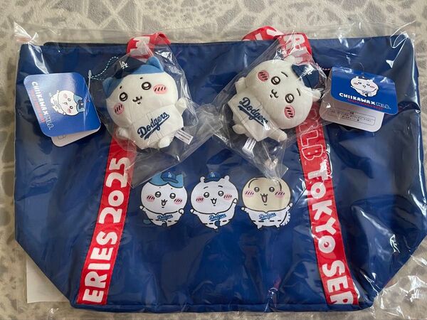 ちいかわ×MLB TOKYO SERIESコラボ ドジャースDodgersマスコット2点 ちいかわ・ハチワレ&トートバッグ 計3点