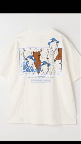 新品 go slow caravan Tシャツ クマ シロクマ プリント ホワイト