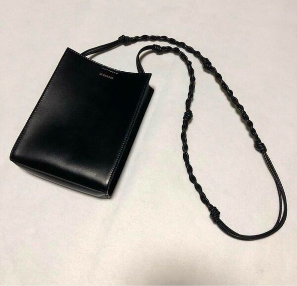 JIL SANDER ブラックレザーショルダーバッグ