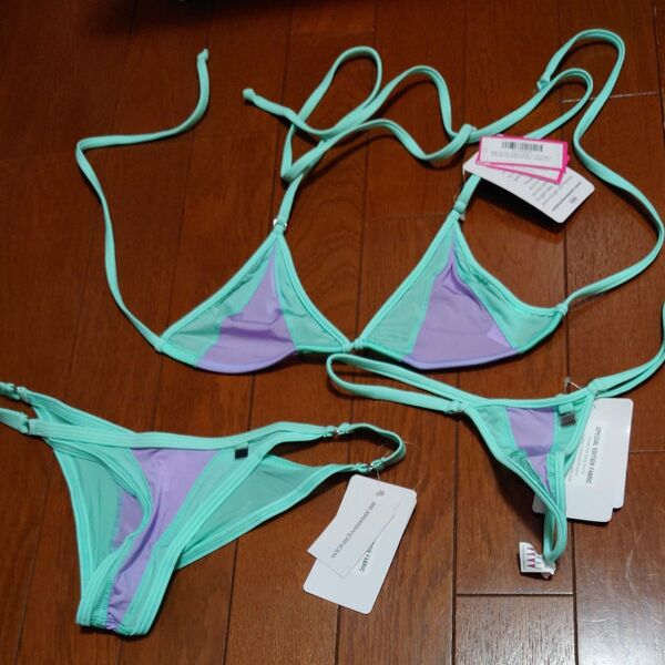 Wicked Weasel セパレート水着 ミントグリーンパープル ビキニ3点セット