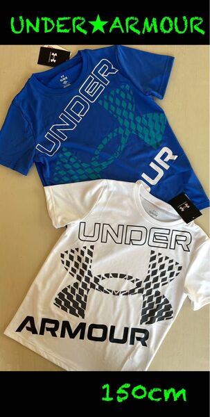 新品タグ付 150㎝アンダーアーマーUNDERARMOUR Tシャツ2枚組 ブルー&ホワイト