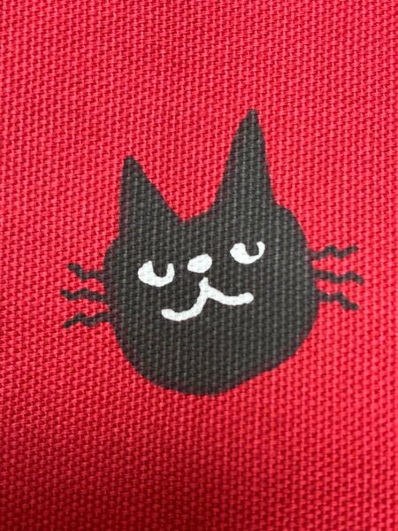 【格安】生地 オックス 猫ちゃん レッド 110×100