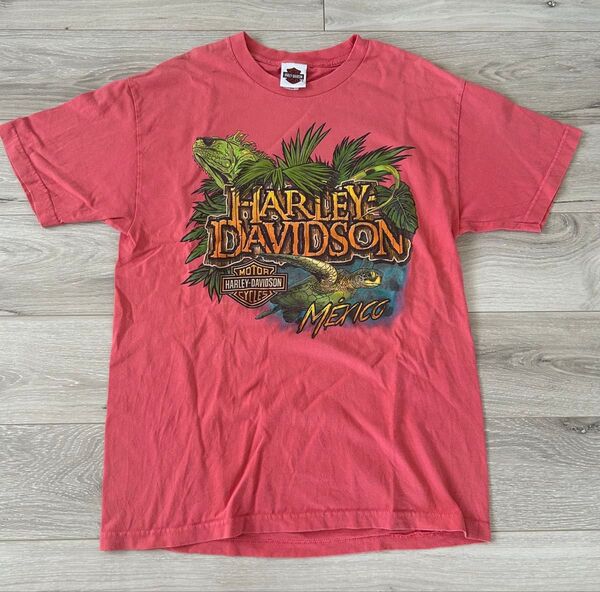 Harley Davidson メキシコ カンクン Tシャツ ハーレーダビッドソン ピンク 古着 L
