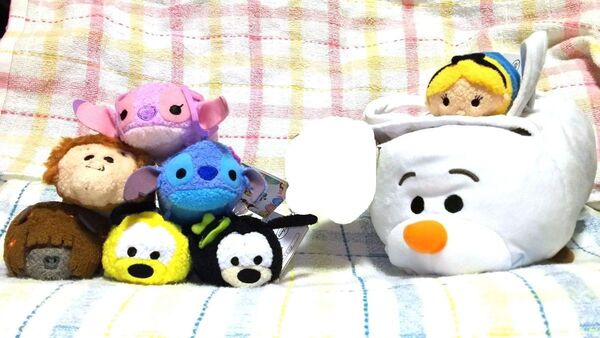 未使用品 ディズニーツムツム ぬいぐるみ オラフバッグ&ツムツムミニ7体