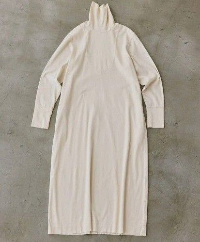 BIWACOTTON タートルネックワンピース ホワイト ビワコットン 冷えとり部屋着 新品同様