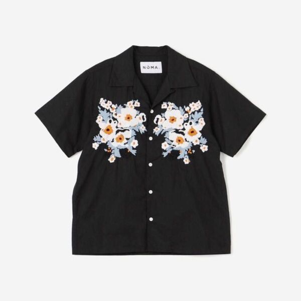 NOMA t.d. ノーマティーディー フラワー 刺繍 半袖シャツ 開襟シャツ