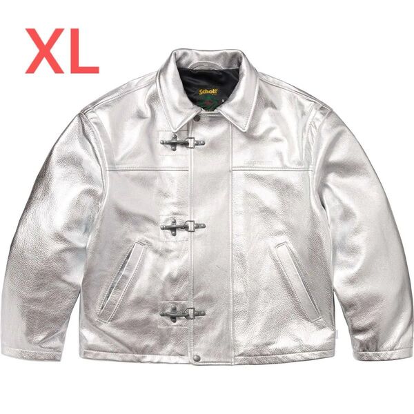 Supreme Schott Leather Clip Jacket Silver XL