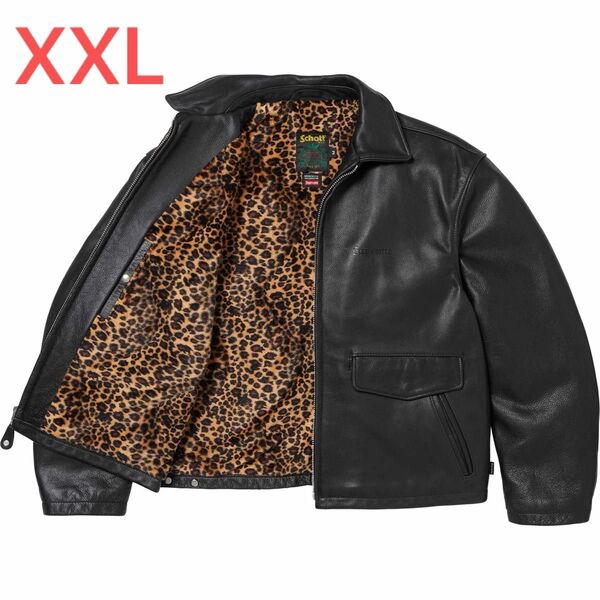 Supreme x Schott Leather Racer Jacket "Black" XXL