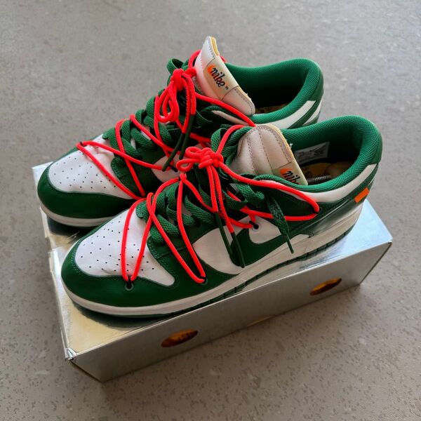 OFF-WHITE × Nike Dunk Low "White/Pine-Green" 30cm