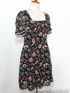 cath kidston キャスキッドソン 花柄 ワンピース ブラック UK10 サイズ ML 未使用 展示品 AA9414