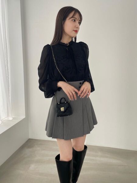 SNIDEL スナイデル サイドプリーツスカショーパン GRY グレー size1 Mサイズ SWFP234008 ポケット付き