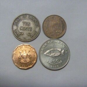 ウガンダ 古銭 4種 硬貨 アフリカ コイン 外国貨幣 外国銭 セット まとめ売り