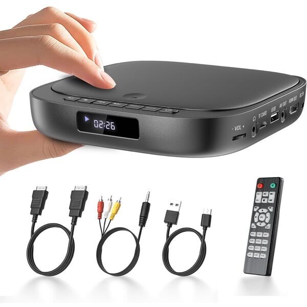 未使用品】ミニDVDプレーヤー 1080P対応 リージョンフリー CPRM対応/USB・TFカード・HDMI・AV・AUX端子