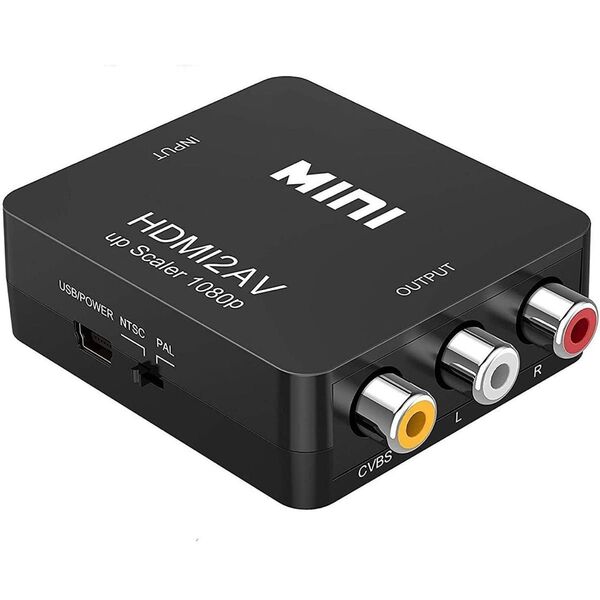 【未使用】HDMI to AV コンバーター RCA変換アダプタ 1080P対応 USB給電ケーブル付 PAL/NTSC切替可