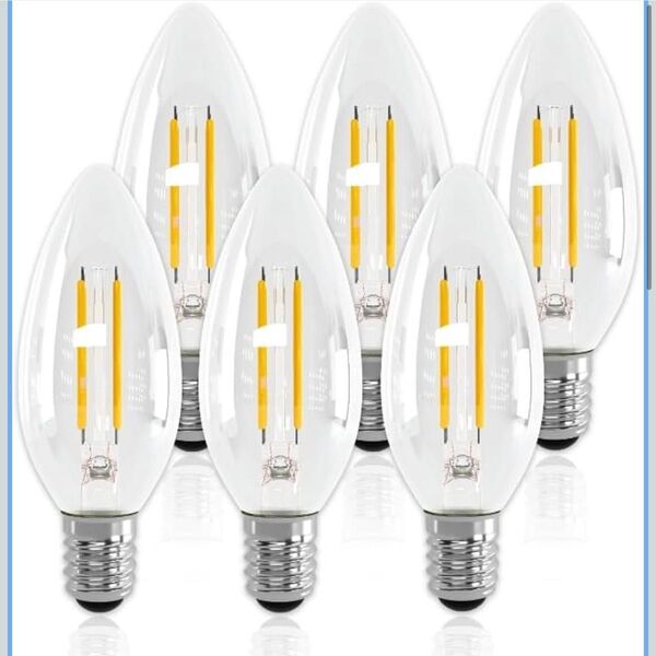 【未使用・6個セット】LUTW LED電球 E17口金 シャンデリア電球 40W相当 電球色 フィラメントタイプ