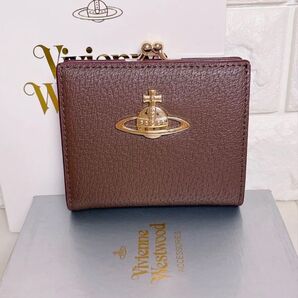 【美しいブラウン】高級感オーブ ヴィヴィアンウエストウッド 二つ折り財布 ブラウン