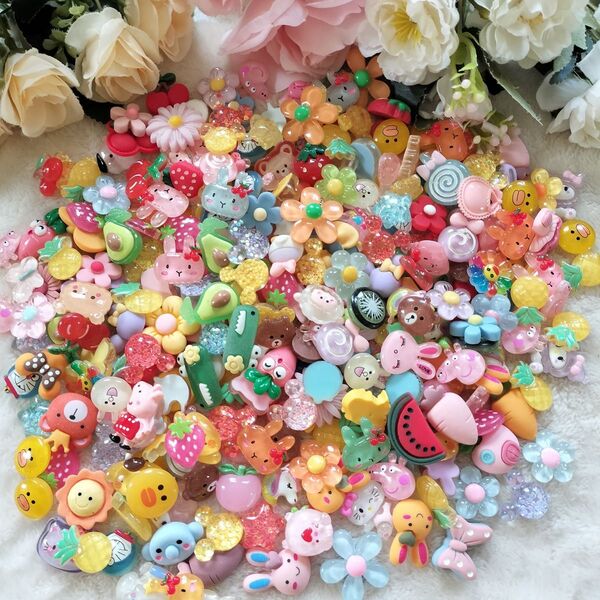 デコパーツ プラパーツ ハンドメイド 材料 手作り デコ パーツ お花 兎 素材 動物 花 ハート うさぎ ラメ 飾り フラワー