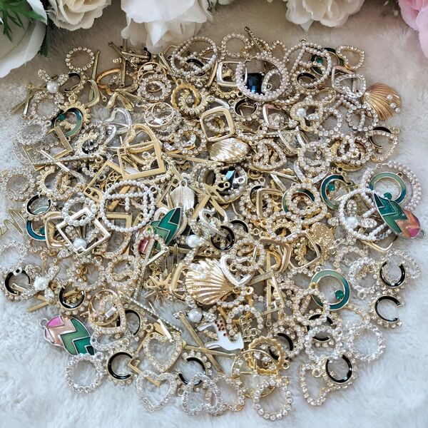 金属 デコパーツ プラパーツ ハンドメイド 手作り パーツ デコ ハート ネックレス アクセサリー イヤリング 指輪 ピアス