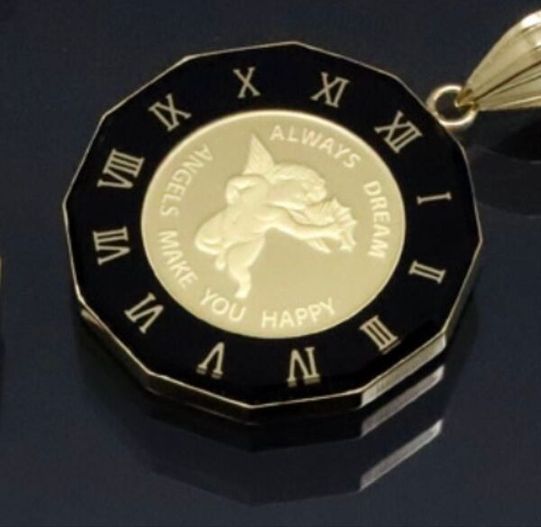 天使 純金コインペンダント 1/25oz K24ネックレス ヘッド バチカ K18 金貨 純金メダル 保護ガラス有り