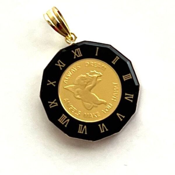 天使 純金コインペンダント 1/25oz K24ネックレス ヘッド バチカ K18 金貨 純金メダル 保護ガラス有り