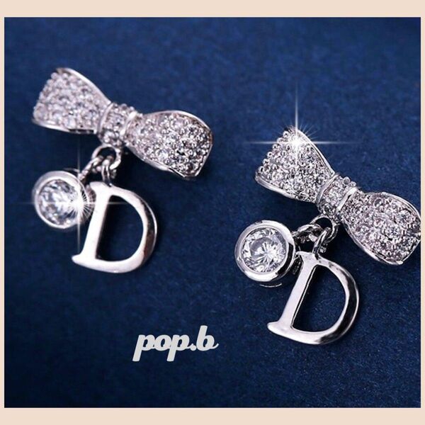 リボンピアス Dピアス シルバー
