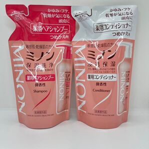 新品未使用 ミノン 薬用ヘアシャンプー 薬用コンディショナー セット つめかえ 380ml
