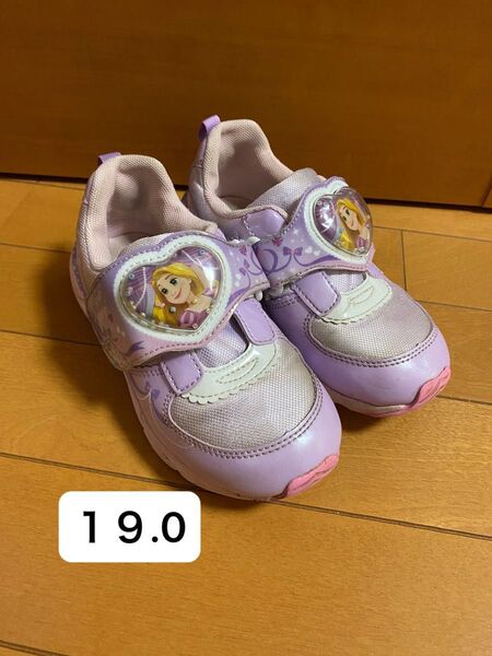 ディズニー 靴 スニーカー キッズ プリンセス 19.0 中古 光りません ラプンツェル 薄い記名あり