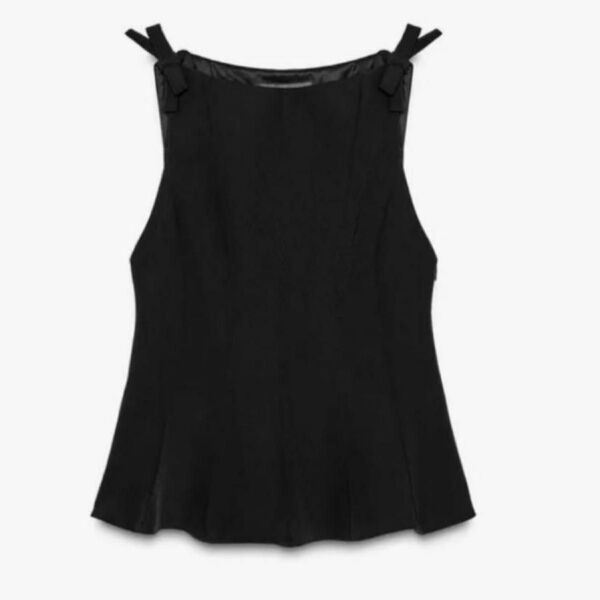 完売品ZARA ぺプラムリボントップス M新品タグ付き ブラック