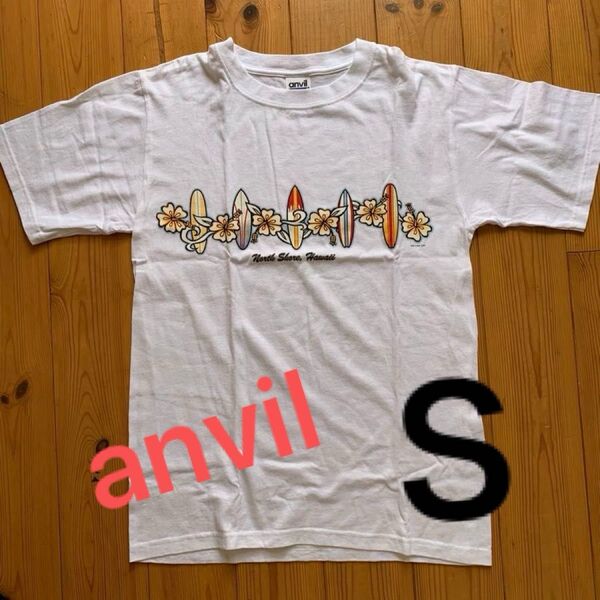 メンズTシャツanvilTシャツ north shore Hawaiiプリント柄 Sサイズ